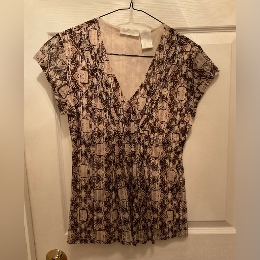 Brown & tan blouse